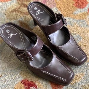 It’s OK Brown Slingback Buckle Heels Size 7.5M